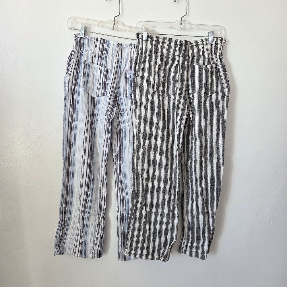 Belle Du Jour Linen Stripe Beach Pants Bundle Of Two Vacation Lightweight Small - Picture 10 of 14